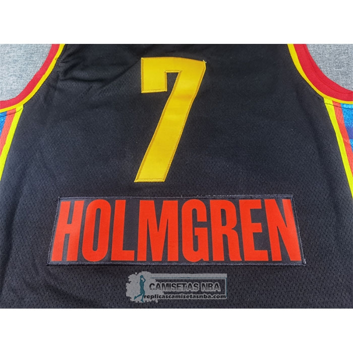 Camiseta Oklahoma City Thunder Chet Holmgren NO 7 Ciudad 2024-25 Negro